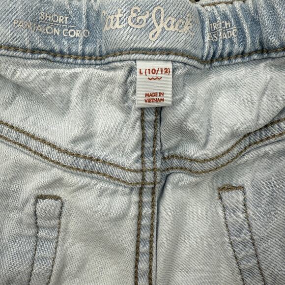 Cat & Jack Shorts Girls Large 10/12 Light Wash Denim Lace Trim Frayed Hem Summer - Picture 5 of 9
